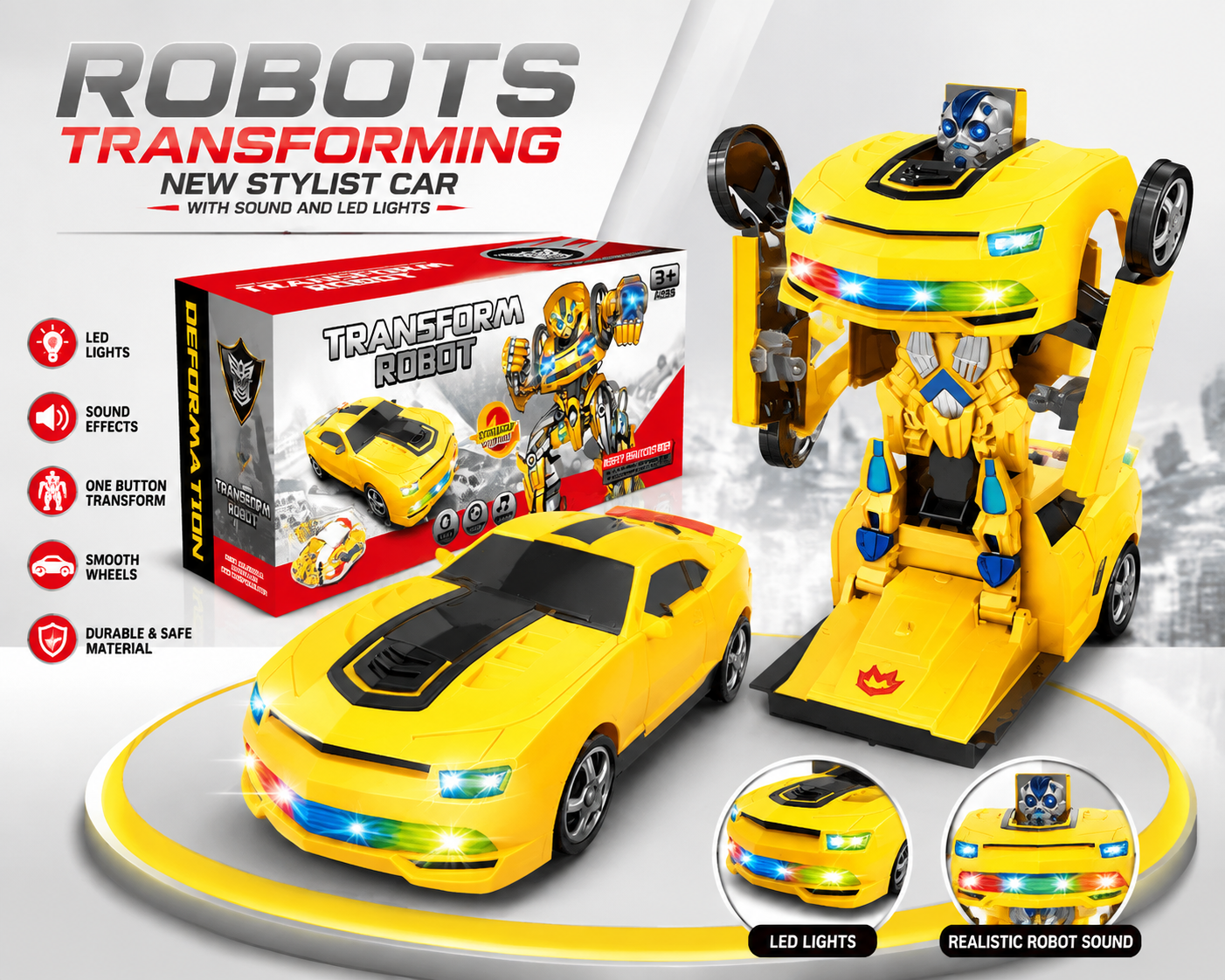 Robots Transforming New Stylist Car With Sound & LED Lights