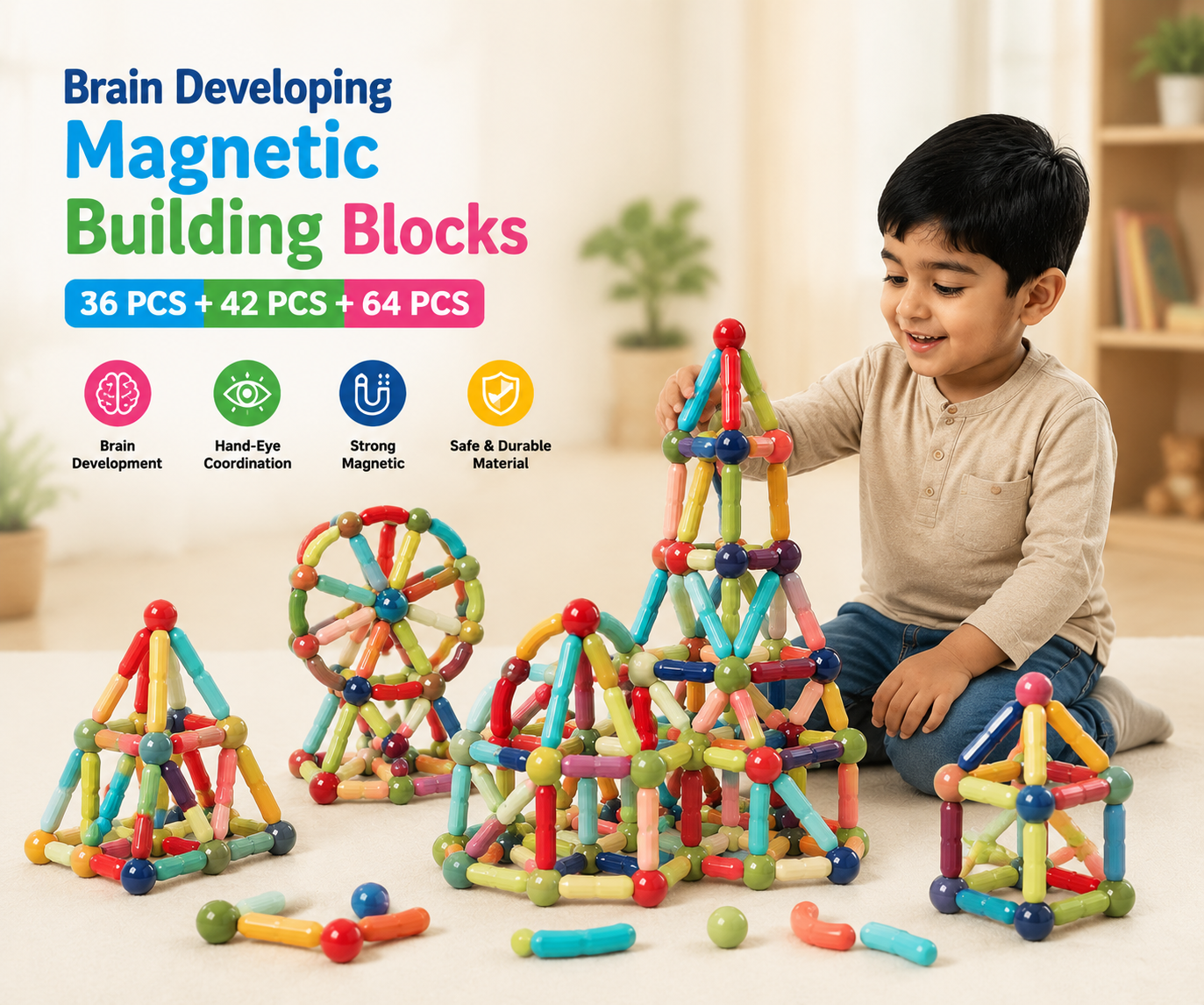 Magnetic Building Blocks | 36 PCS + 42 PCS + 64 PCS